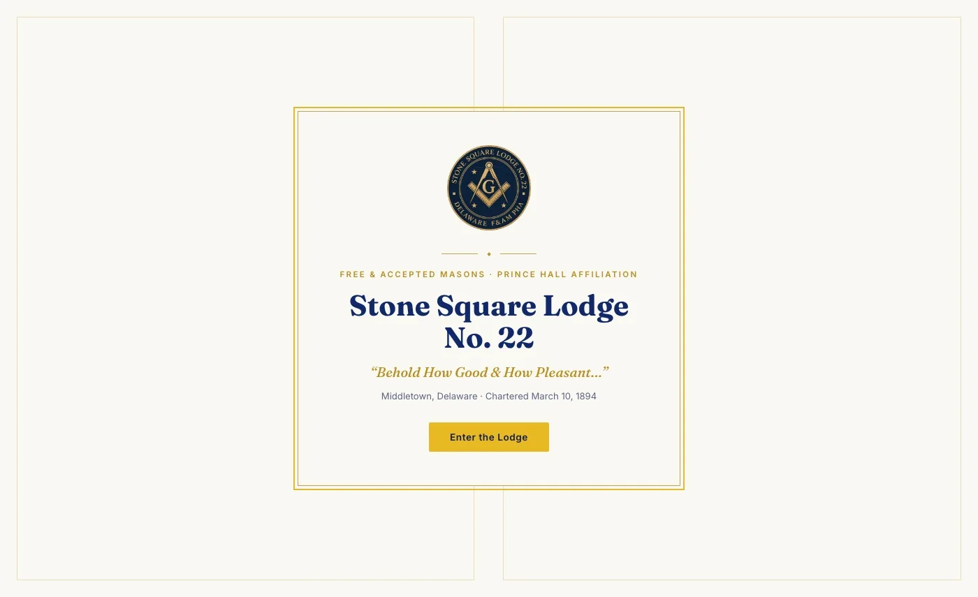 Entry page of the Stone Square Lodge No. 22 website