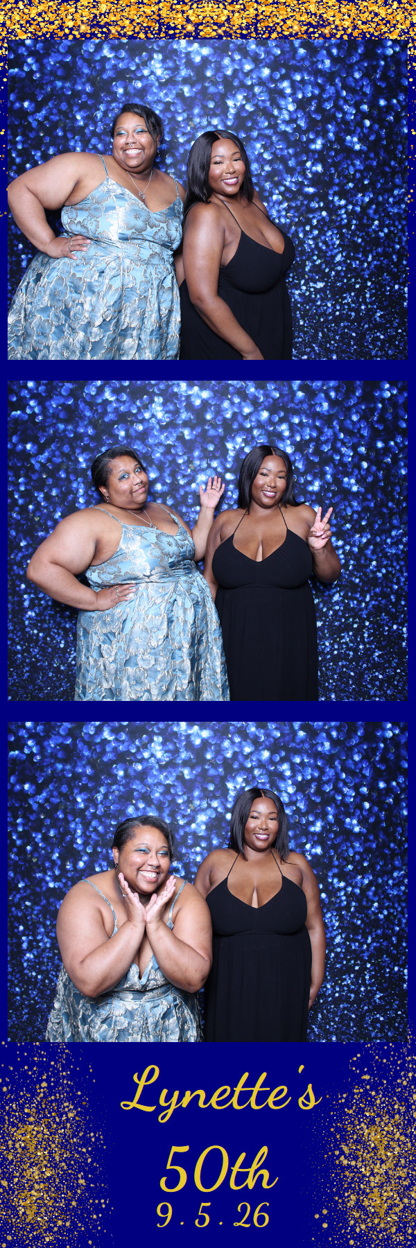 Photo booth: two friends, Lynette's 50th birthday celebration.