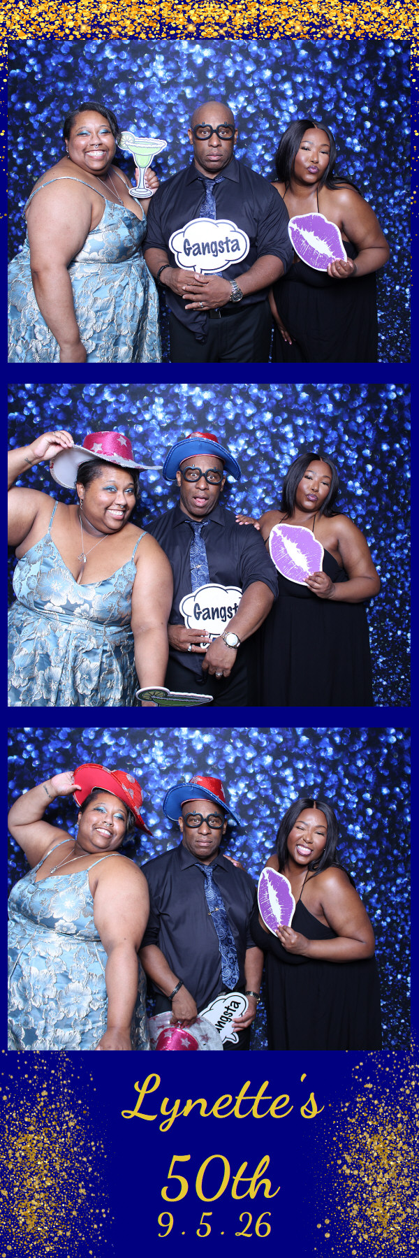 Photo booth: props and smiles, Lynette's 50th birthday celebration.